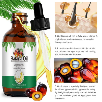 100% Pure Batana Oil for Hair Growth – Moisturizes Hair & Scalp – Raw Batana from Honduras – Premium Therapeutic Grade – 2 Fl Oz