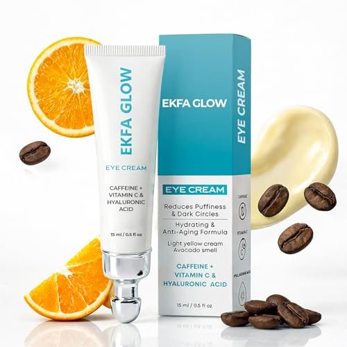 Ekfa Glow Caffeine Eye Cream for Dark Circles & Puffiness - Vitamin C & Hyaluronic Acid Under Eye Cream, Anti-Aging for Wrinkles, Hydrating & Brightening, 15ml - görsel 2