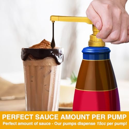 Gold Sauce Pump Dispenser for 64 oz Bottles – 15CC Syrup Pump for Chocolate, Caramel, Vanilla, Mocha Sauces Avelisse