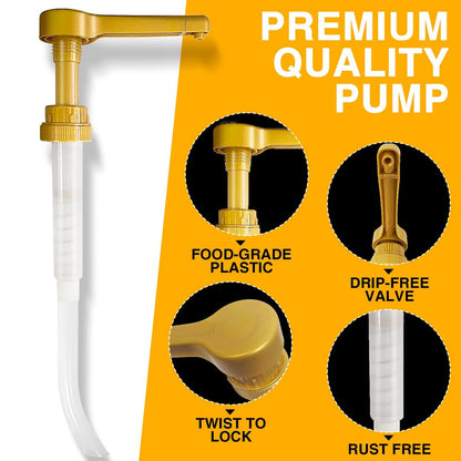 Gold Sauce Pump Dispenser for 64 oz Bottles – 15CC Syrup Pump for Chocolate, Caramel, Vanilla, Mocha Sauces Avelisse