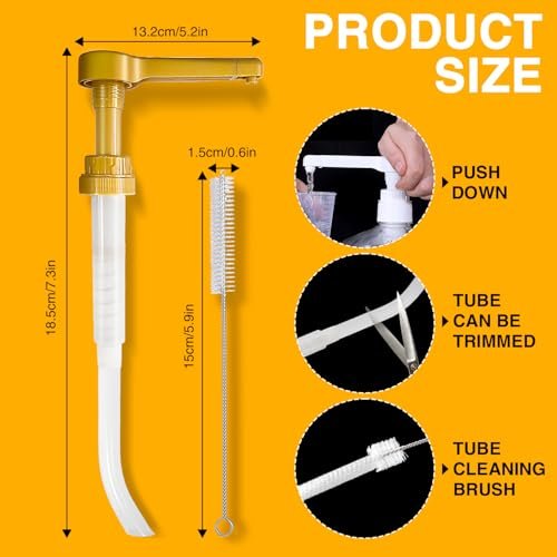 Gold Sauce Pump Dispenser for 64 oz Bottles – 15CC Syrup Pump for Chocolate, Caramel, Vanilla, Mocha Sauces Avelisse