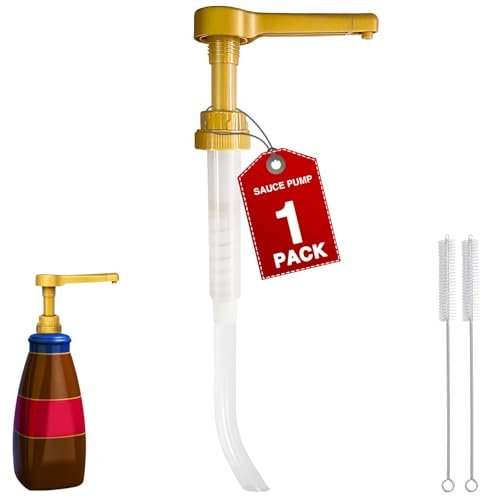 Gold Sauce Pump Dispenser for 64 oz Bottles – 15CC Syrup Pump for Chocolate, Caramel, Vanilla, Mocha Sauces Avelisse