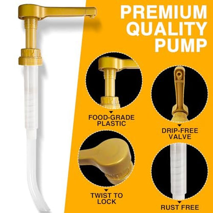 Gold Sauce Pump Dispenser for 64 oz Bottles – 15CC Syrup Pump for Chocolate, Caramel, Vanilla, Mocha Sauces Avelisse