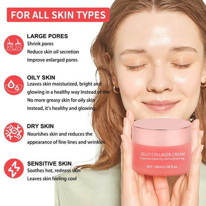 SOYUB Collagen Jelly Cream with Niacinamide & Freeze Dried Hydrolyzed Collagen - Korean Glass-Shiny Skin Moisturizer for Elasticity, Hydration, Fine Lines & Dullness - Suitable for All Skin Types (3.38 Fl Oz)