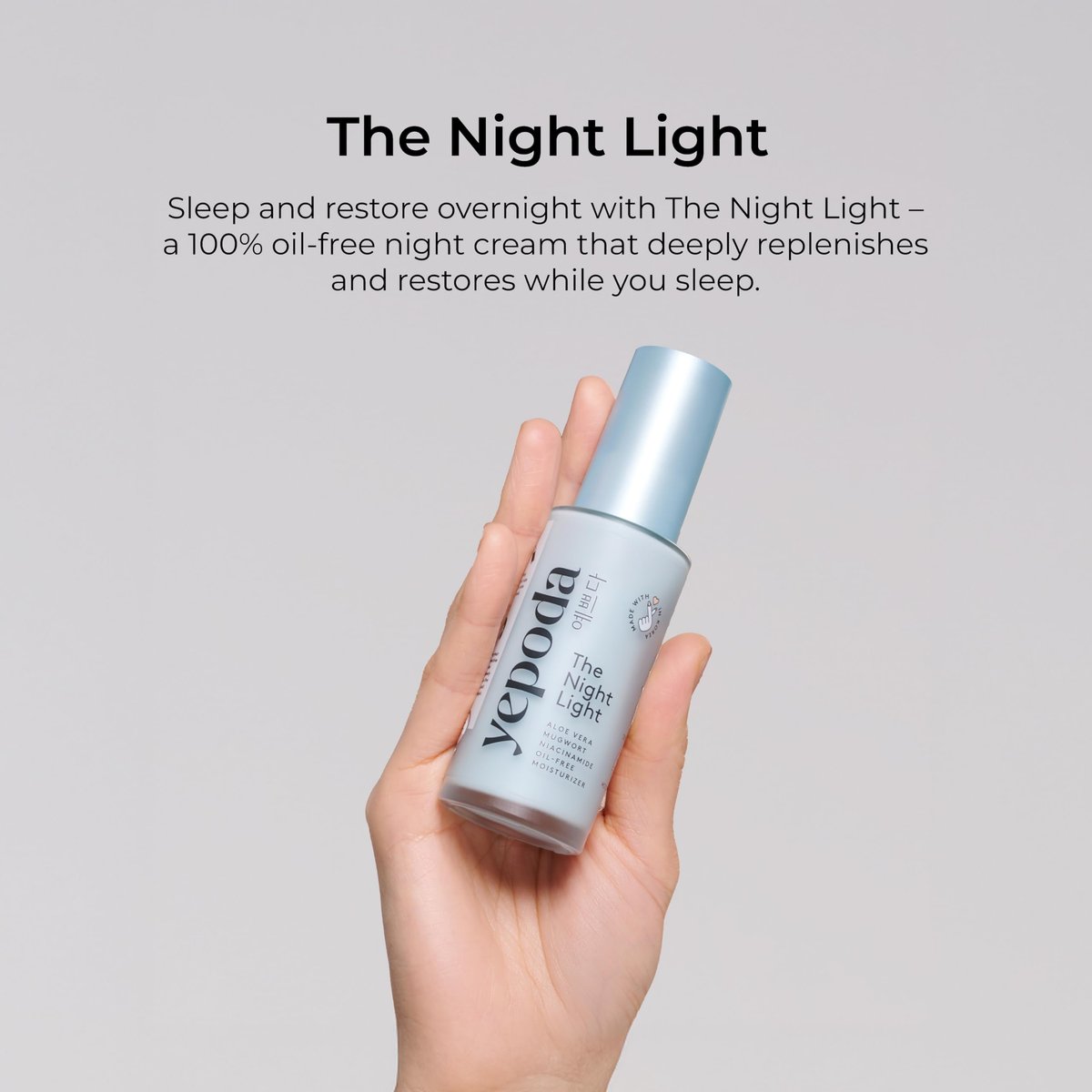 Yepoda The Night Light - Oil-Free Soothing & Clarifying Night Moisturizer with Aloe Vera, Mugwort & Niacinamide, Hydrating Vegan Korean Facial Moisturizer for All Skin Types, 1.69 FL. OZ. (50 ml) - görsel 3