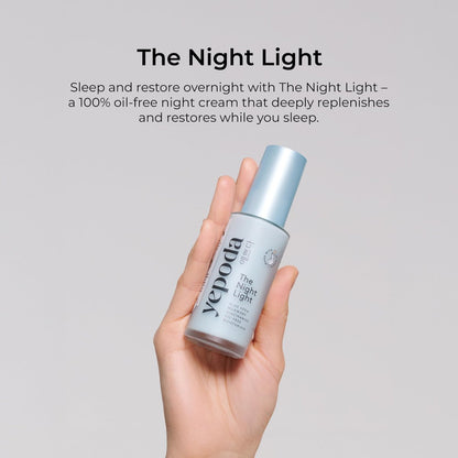 Yepoda The Night Light - Oil-Free Soothing & Clarifying Night Moisturizer with Aloe Vera, Mugwort & Niacinamide, Hydrating Vegan Korean Facial Moisturizer for All Skin Types, 1.69 FL. OZ. (50 ml)