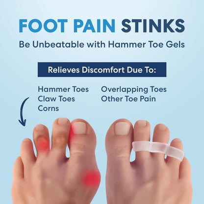 Dr. Frederick's Original Hammer Toe Corrector Gels - 2 Pairs - Clear, Firm Cushioning for Crooked & Overlapping Toes - All-Day Relief & Toe Alignment Support Avelisse
