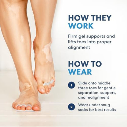 Dr. Frederick's Original Hammer Toe Corrector Gels - 2 Pairs - Clear, Firm Cushioning for Crooked & Overlapping Toes - All-Day Relief & Toe Alignment Support Avelisse