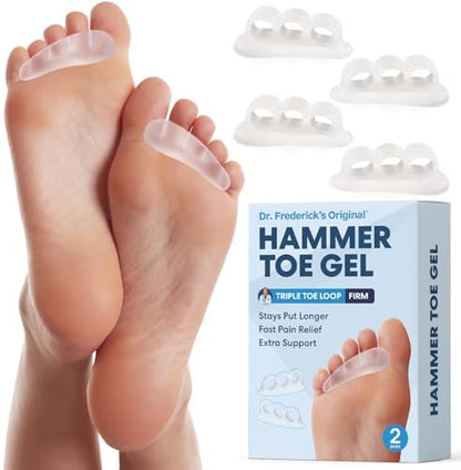 Dr. Frederick's Original Hammer Toe Corrector Gels - 2 Pairs - Clear, Firm Cushioning for Crooked & Overlapping Toes - All-Day Relief & Toe Alignment Support Avelisse