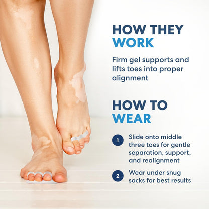 Dr. Frederick's Original Hammer Toe Corrector Gels - 2 Pairs - Clear, Firm Cushioning for Crooked & Overlapping Toes - All-Day Relief & Toe Alignment Support Avelisse
