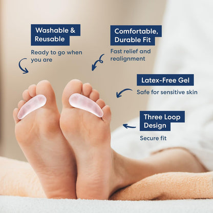 Dr. Frederick's Original Hammer Toe Corrector Gels - 2 Pairs - Clear, Firm Cushioning for Crooked & Overlapping Toes - All-Day Relief & Toe Alignment Support Avelisse