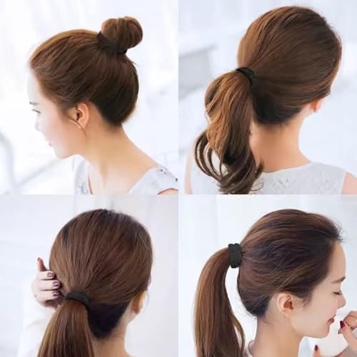 200PCS Seamless Black Hair Ties – No Damage Elastic Bands for Ponytails, Braids & Medium Hair - görsel 12