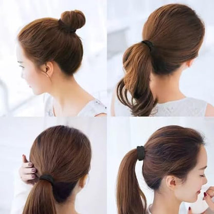 200PCS Seamless Black Hair Ties – No Damage Elastic Bands for Ponytails, Braids & Medium Hair