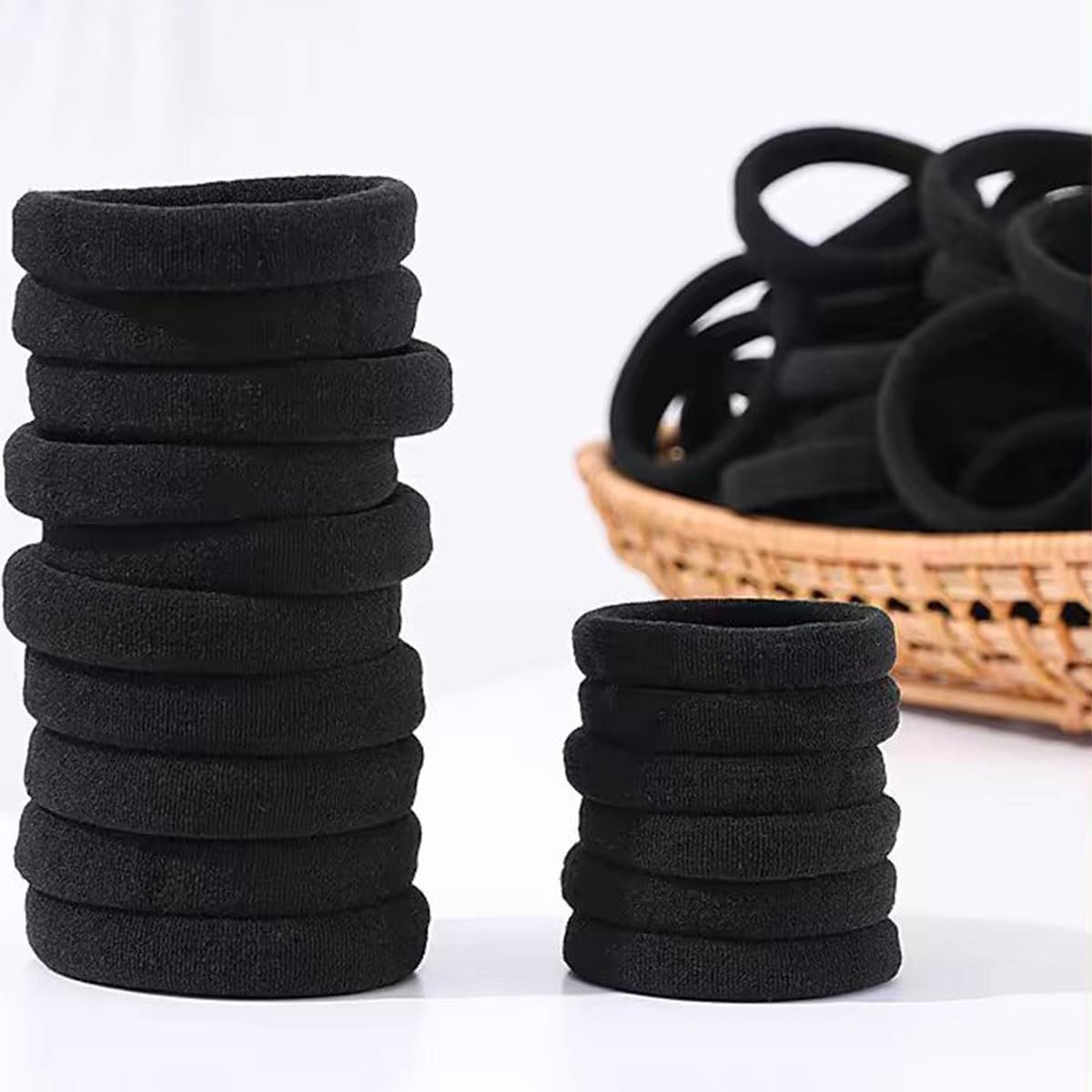 200PCS Seamless Black Hair Ties – No Damage Elastic Bands for Ponytails, Braids & Medium Hair - görsel 3