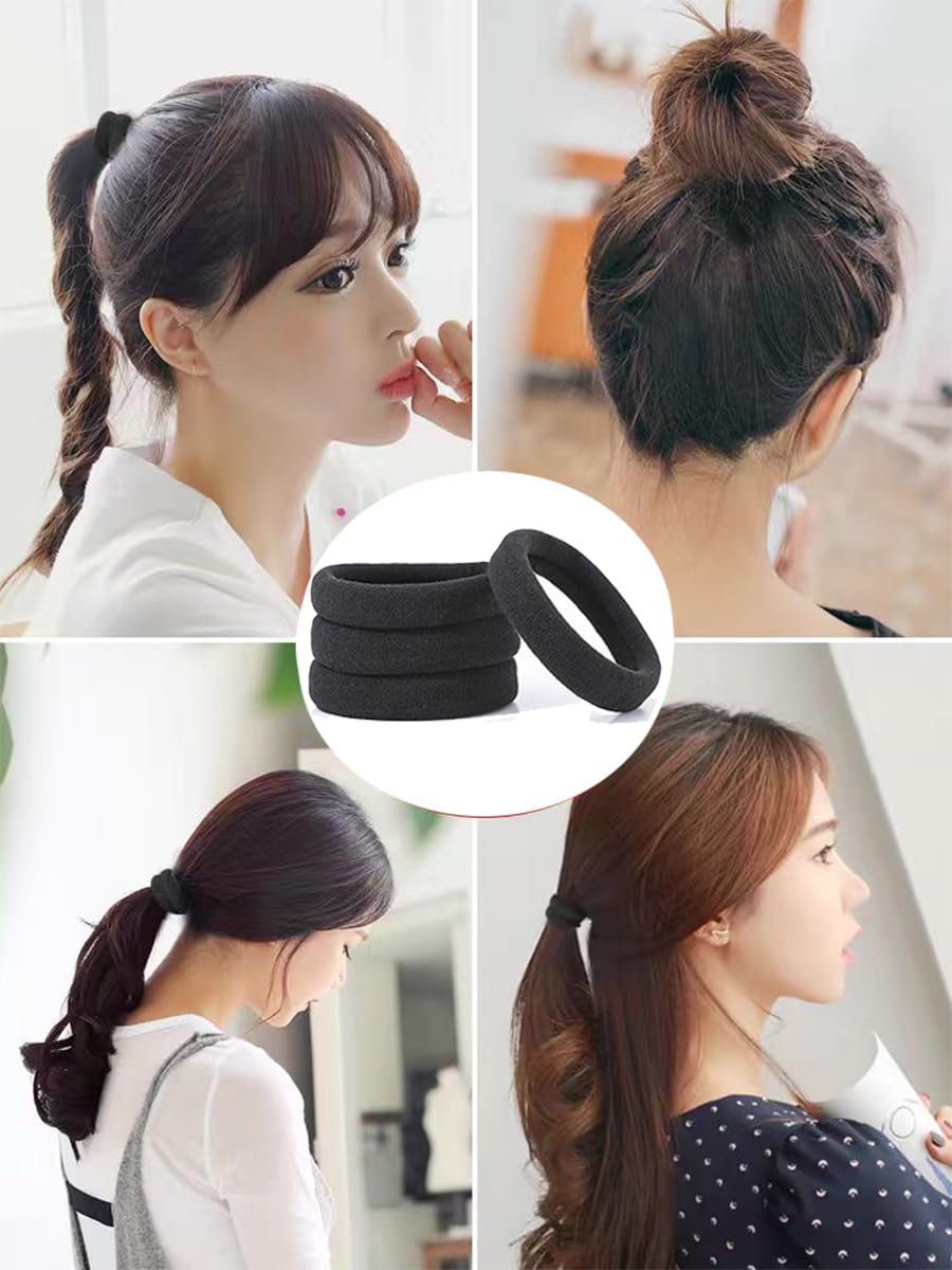 200PCS Seamless Black Hair Ties – No Damage Elastic Bands for Ponytails, Braids & Medium Hair - görsel 13
