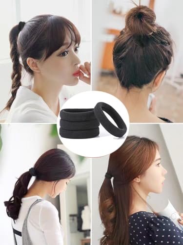 200PCS Seamless Black Hair Ties – No Damage Elastic Bands for Ponytails, Braids & Medium Hair - görsel 14