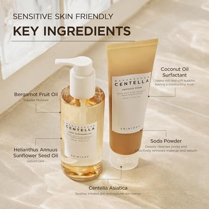 SKIN1004 Centella Double Cleansing Duo – Gentle Korean Face Cleanser Gift Set with Cleansing Oil & Ampoule Foam Avelisse