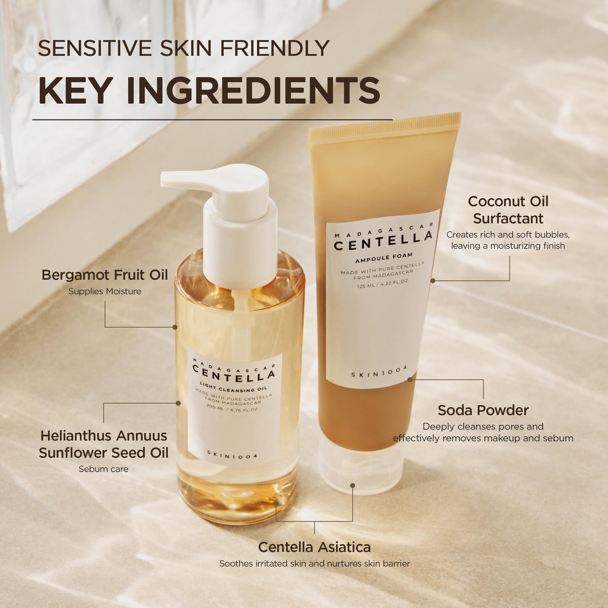 SKIN1004 Centella Double Cleansing Duo – Gentle Korean Face Cleanser Gift Set with Cleansing Oil & Ampoule Foam Avelisse