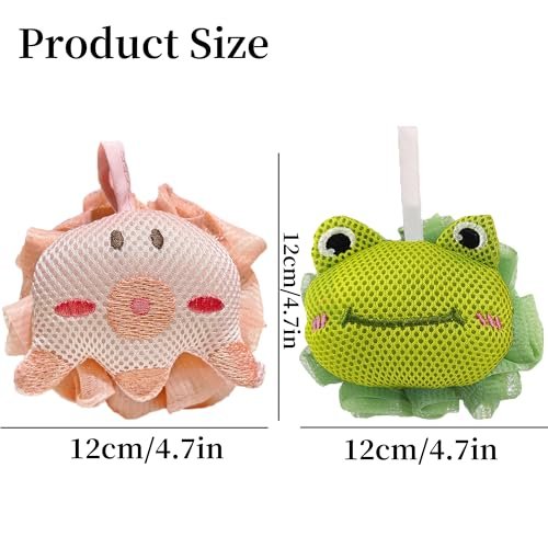 Frog & Octopus Shower Loofah Sponges for Kids – 2 Pack Cute Toddler Bath Exfoliating Body Scrubber Mesh Loofahs for Babies, Boys, Girls - görsel 8
