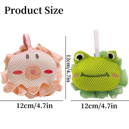 Frog & Octopus Shower Loofah Sponges for Kids – 2 Pack Cute Toddler Bath Exfoliating Body Scrubber Mesh Loofahs for Babies, Boys, Girls
