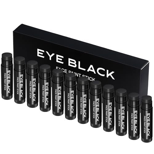CCbeauty 12 Pack Black Eye Black Sticks for Baseball, Football, Softball & Lacrosse – Anti-Glare, Waterproof, Long-Lasting Eyeblack Avelisse