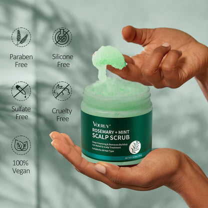 VOERUY Rosemary Scalp Scrub with Mint Oil – 2-in-1 Exfoliating Shampoo & Scalp Treatment, Clarifying Build-Up Remover with Silicone Massager, 10.6 oz Avelisse