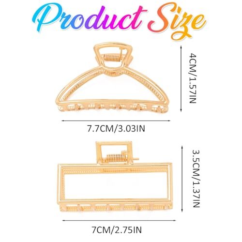 CAKURE Gold Claw Clip Medium Metal Hair Clips Geometric Hair Claw Hair Accessories for Women (Pack of 2) - görsel 12