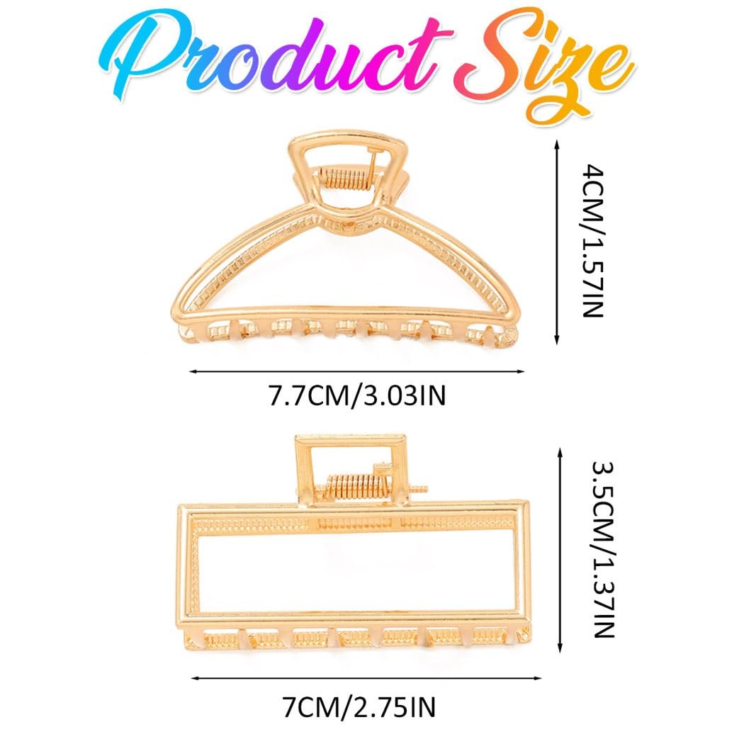 CAKURE Gold Claw Clip Medium Metal Hair Clips Geometric Hair Claw Hair Accessories for Women (Pack of 2) - görsel 11