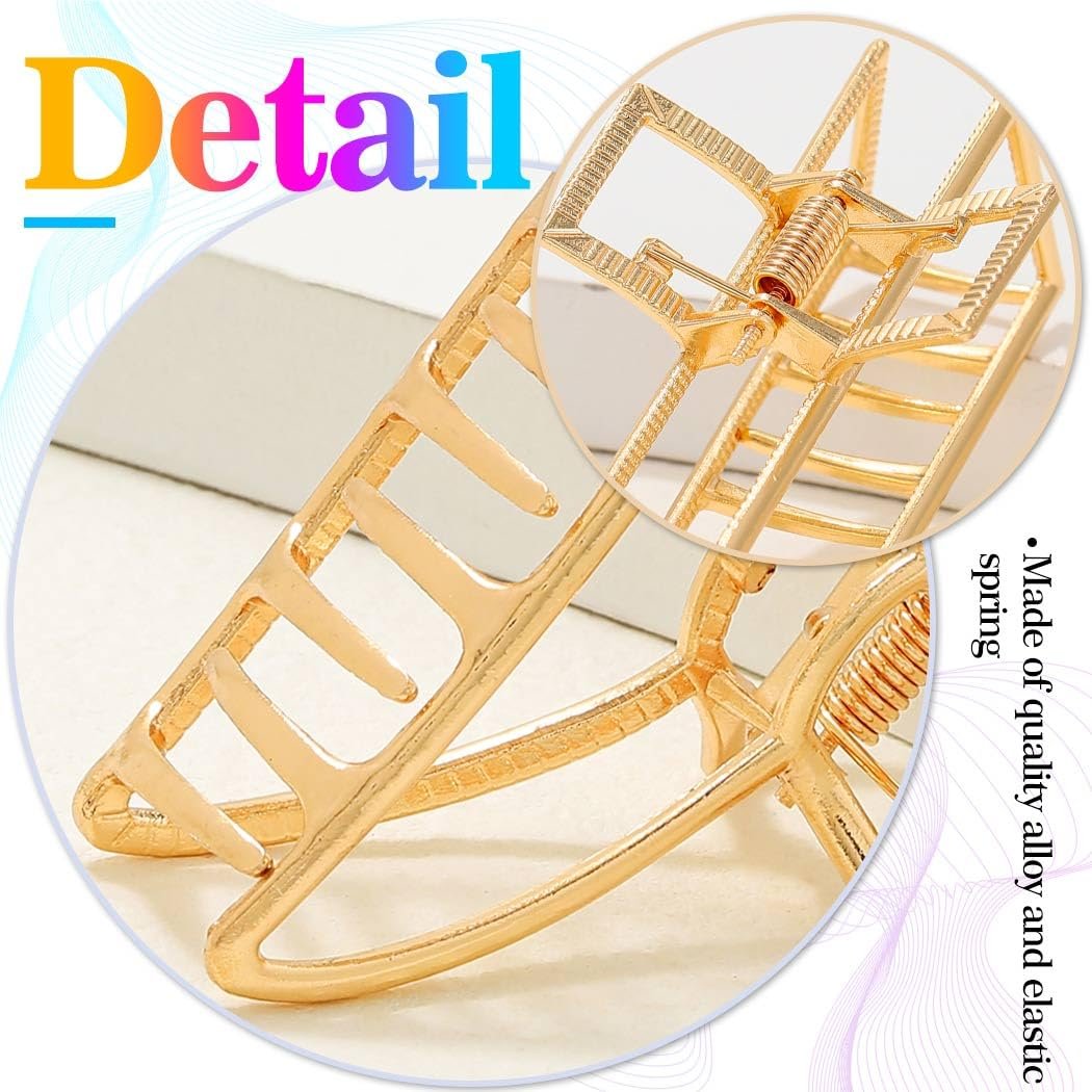 CAKURE Gold Claw Clip Medium Metal Hair Clips Geometric Hair Claw Hair Accessories for Women (Pack of 2) - görsel 7