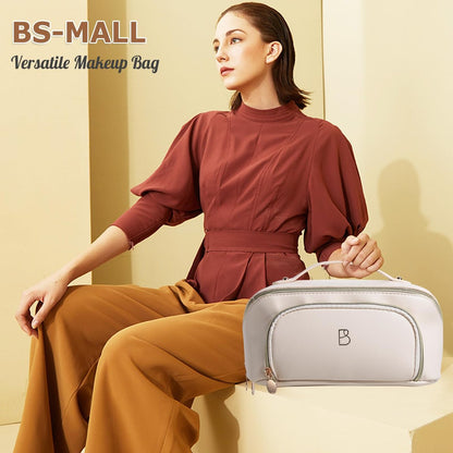 BS-MALL White Cosmetic Bag Travel Case – Waterproof High Capacity Makeup Organizer for Women