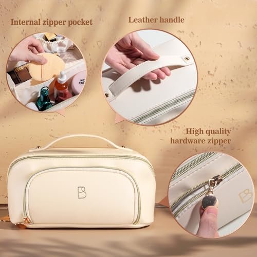 BS-MALL White Cosmetic Bag Travel Case – Waterproof High Capacity Makeup Organizer for Women - görsel 8