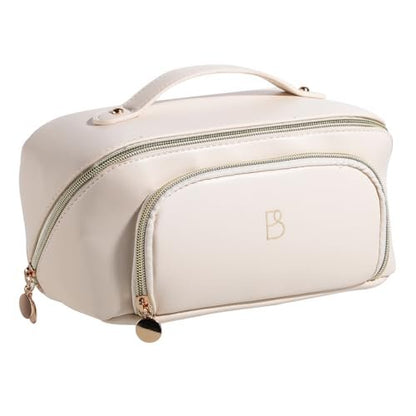BS-MALL White Cosmetic Bag Travel Case – Waterproof High Capacity Makeup Organizer for Women