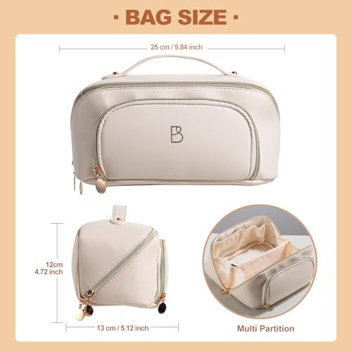 BS-MALL White Cosmetic Bag Travel Case – Waterproof High Capacity Makeup Organizer for Women - görsel 6