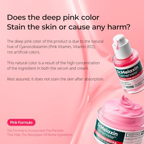 Dr.Melaxin Cyano Pink Spicule Cream with Calcium & Vitamin B12 – Dark Circles & Fine Lines Treatment, Hydrating & Firming Niacinamide, 1.69 fl.oz Avelisse