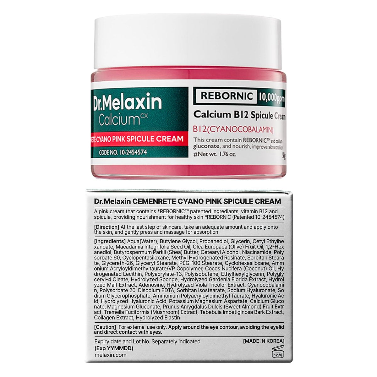 Dr.Melaxin Cyano Pink Spicule Cream with Calcium & Vitamin B12 – Dark Circles & Fine Lines Treatment, Hydrating & Firming Niacinamide, 1.69 fl.oz Avelisse