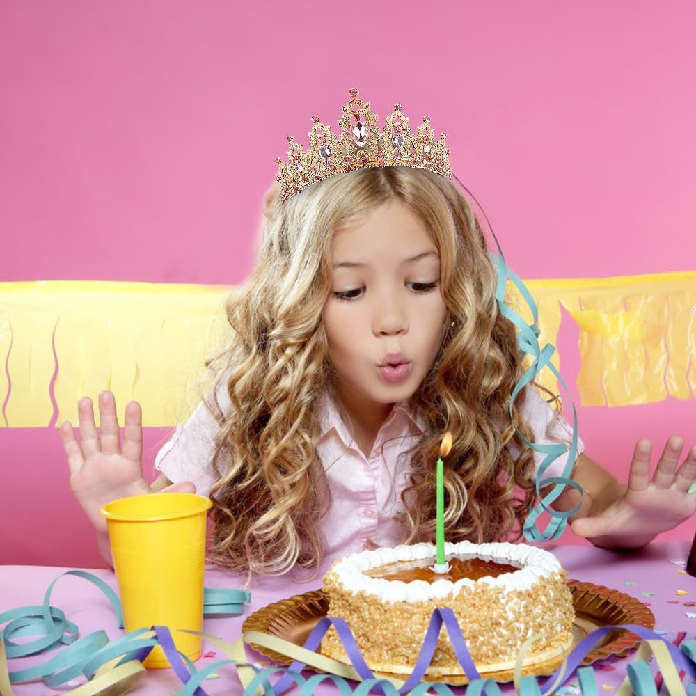 AOPRIE Birthday Headbands Sash for Women - Rhinestone Happy Birthday Accessories, 2 Pack (Gold, Pink, White, Yellow) Avelisse