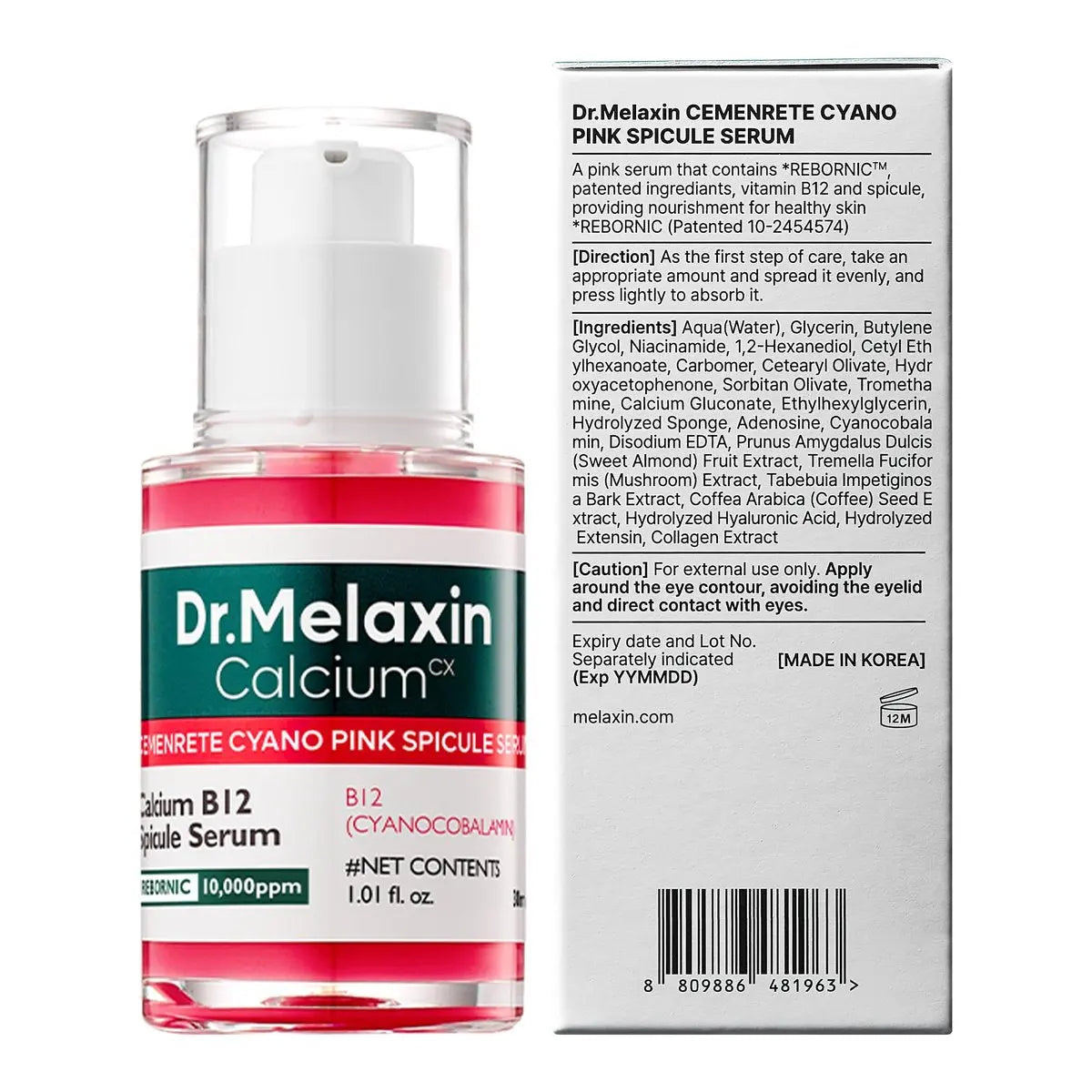 Dr.Melaxin Cyano Pink Spicule Serum with Vitamin B12, Liquid Microneedle Facial Treatment for Enlarged Pores, Niacinamide for Texture Refining & Renewal, 1.01 fl.oz Avelisse