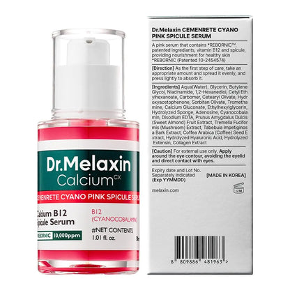 Dr.Melaxin Cyano Pink Spicule Serum with Vitamin B12, Liquid Microneedle Facial Treatment for Enlarged Pores, Niacinamide for Texture Refining & Renewal, 1.01 fl.oz Avelisse