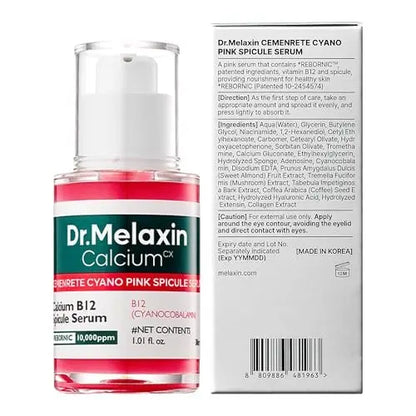 Dr.Melaxin Cyano Pink Spicule Serum with Vitamin B12, Liquid Microneedle Facial Treatment for Enlarged Pores, Niacinamide for Texture Refining & Renewal, 1.01 fl.oz Avelisse