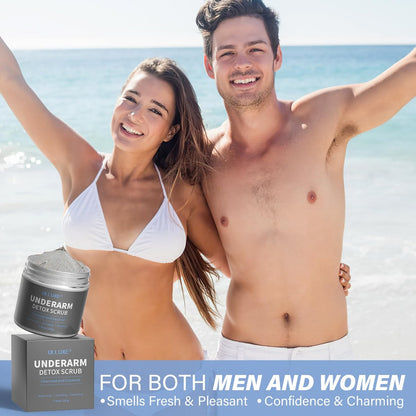 Charcoal Underarm Detox Scrub – Natural Armpit Odor Control & Dark Spots Remover for Women & Men, Brightening Underarms, Bikini Area & Inner Thighs, Exfoliating Bumps