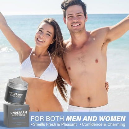 Charcoal Underarm Detox Scrub – Natural Armpit Odor Control & Dark Spots Remover for Women & Men, Brightening Underarms, Bikini Area & Inner Thighs, Exfoliating Bumps