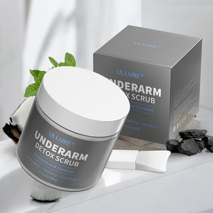 Charcoal Underarm Detox Scrub – Natural Armpit Odor Control & Dark Spots Remover for Women & Men, Brightening Underarms, Bikini Area & Inner Thighs, Exfoliating Bumps