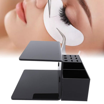 Yosoo Acrylic Eyelash Extension Pillow Shelf Stand with 9 Compartments – Black Organizer for Salon & Training