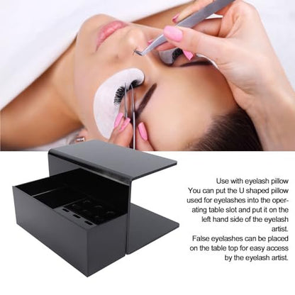 Yosoo Acrylic Eyelash Extension Pillow Shelf Stand with 9 Compartments – Black Organizer for Salon & Training