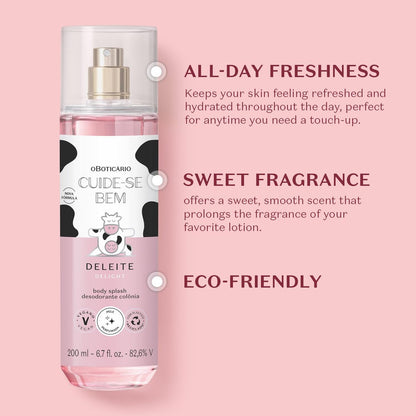 O BOTICARIO Cuide-se Bem Delight Body Splash - Sweet & Refreshing Fragrance Mist, 6.7 oz (200ml) Avelisse