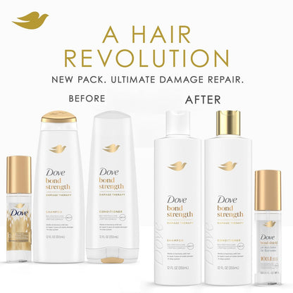 Dove Bond Strength Shampoo & Conditioner Set + Hair Serum Bundle – Repair Treatment for Damaged and Frizzy Hair (3 Piece Set) Avelisse