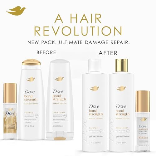Dove Bond Strength Shampoo & Conditioner Set + Hair Serum Bundle – Repair Treatment for Damaged and Frizzy Hair (3 Piece Set) Avelisse