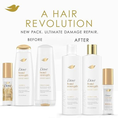 Dove Bond Strength Shampoo & Conditioner Set + Hair Serum Bundle – Repair Treatment for Damaged and Frizzy Hair (3 Piece Set) Avelisse