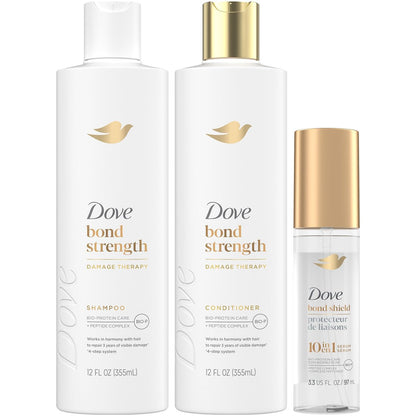 Dove Bond Strength Shampoo & Conditioner Set + Hair Serum Bundle – Repair Treatment for Damaged and Frizzy Hair (3 Piece Set) Avelisse