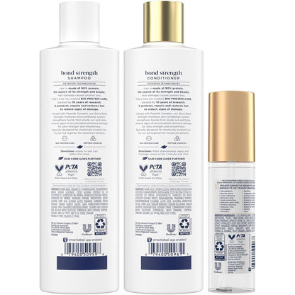 Dove Bond Strength Shampoo & Conditioner Set + Hair Serum Bundle – Repair Treatment for Damaged and Frizzy Hair (3 Piece Set) Avelisse